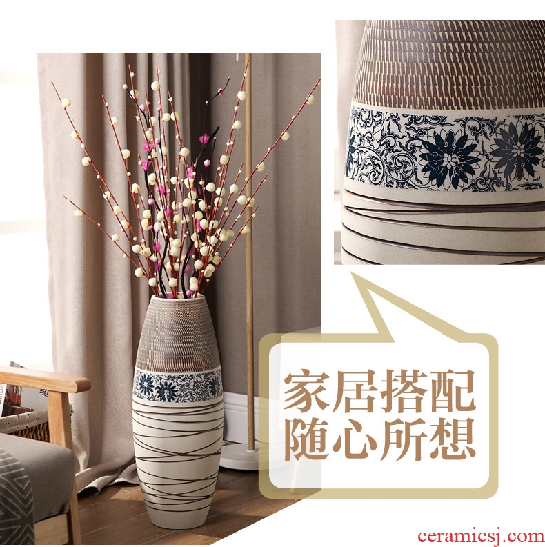 Jingdezhen chinaware bottle of archaize of large blue and white porcelain vase hotel sitting room adornment the company furnishing articles - 566221312448