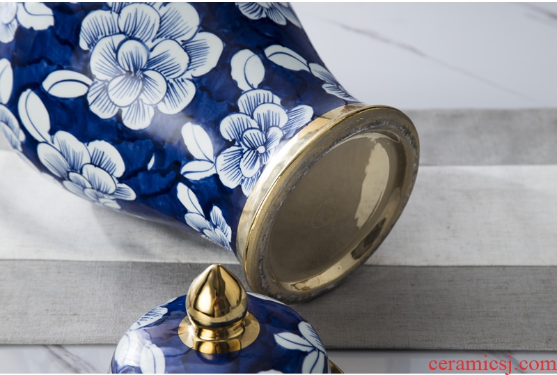 Jingdezhen ceramic furnishing articles archaize large Chinese blue and white porcelain vase flower arrangement sitting room porch decoration TV ark - 570196833737