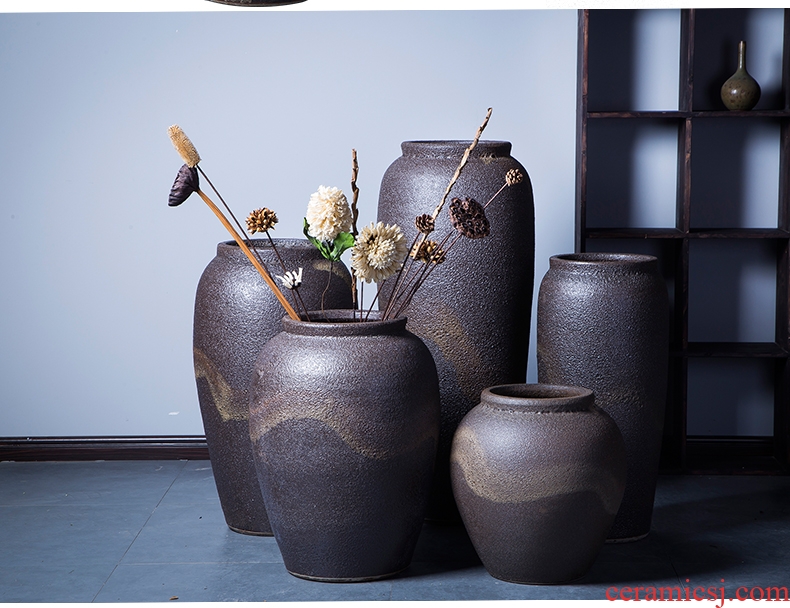 Jingdezhen large sapphire blue pottery and porcelain vases, flower arranging archaize sitting room of Chinese style household decorations TV ark, furnishing articles - 564321897042