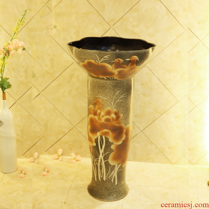 Koh larn, qi column basin sink lavatory pillar type ceramic floor yuanyang LZ1148 sink play