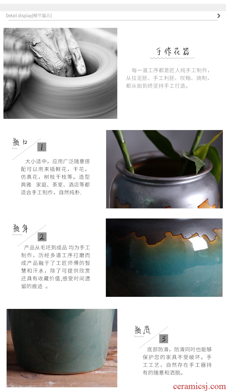 Contracted and I jingdezhen ceramic dry flower of large vase restoring ancient ways furnishing articles sitting room flower arranging flowers, checking pottery - 541815105834
