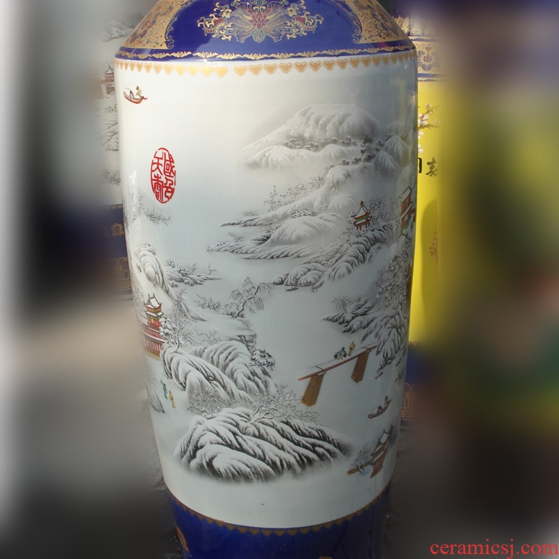 Jingdezhen ceramic antique hand - made large blue and white porcelain vase furnishing articles flower arranging new Chinese style living room porch decoration decoration - 13112539610