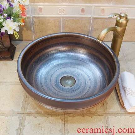 JingYuXuan jingdezhen ceramic lavatory basin, art basin sink the stage basin ancient brown black lines
