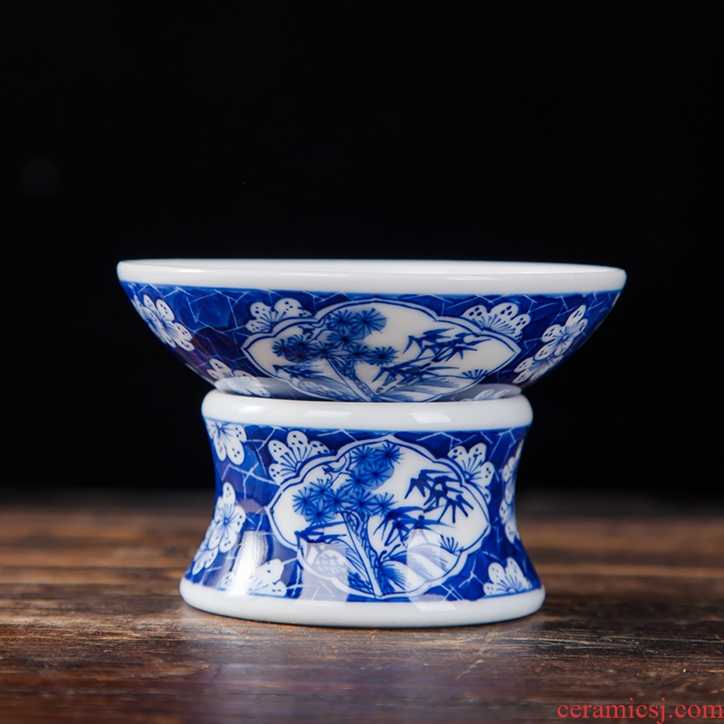 Hand made blue and white porcelain kunfu tea) filter mesh tea tea tea kung fu tea tea accessories
