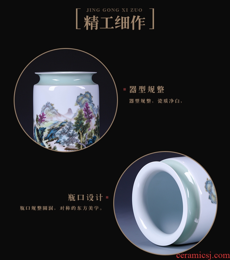 Jingdezhen ceramics craft embossed painting and calligraphy tube of calligraphy and painting scroll of large cylinder vase sitting room office furnishing articles - 543853722944