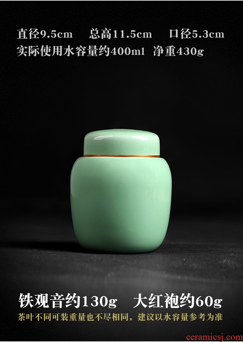 Ceramic seal caddy fixings longquan celadon portable storage POTS household receives tea set porcelain pot store receives the tao