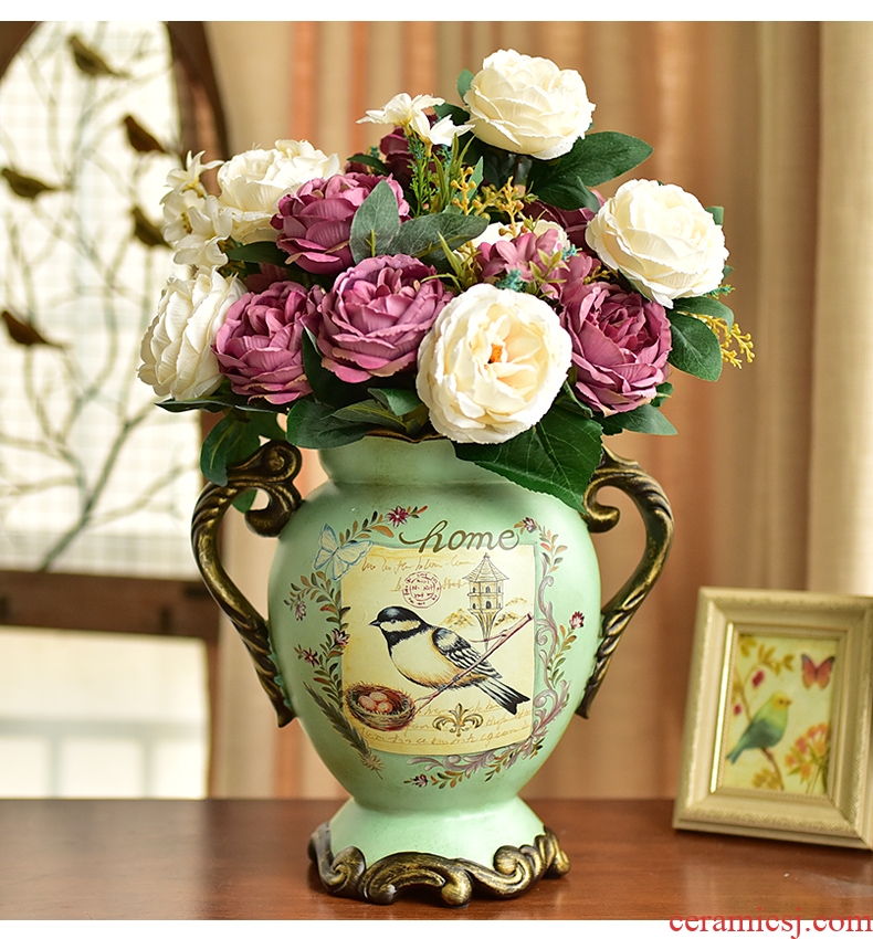 Jingdezhen ceramics antique hand - made landscape painting landing big vases, new Chinese style living room decorations furnishing articles - 555419390323