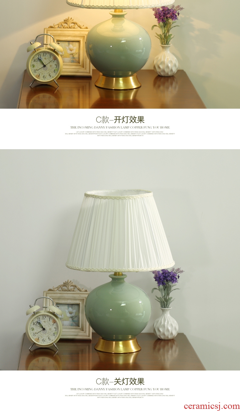 American living room lamp full copper ceramic lamps and lanterns is contracted and I household atmosphere European - style decorative lamp of bedroom the head of a bed