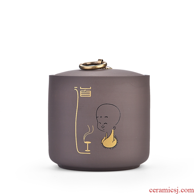 Quiet life ceramic tea caddy fixings seal pot yixing undressed ore tea purple sand tea custom box