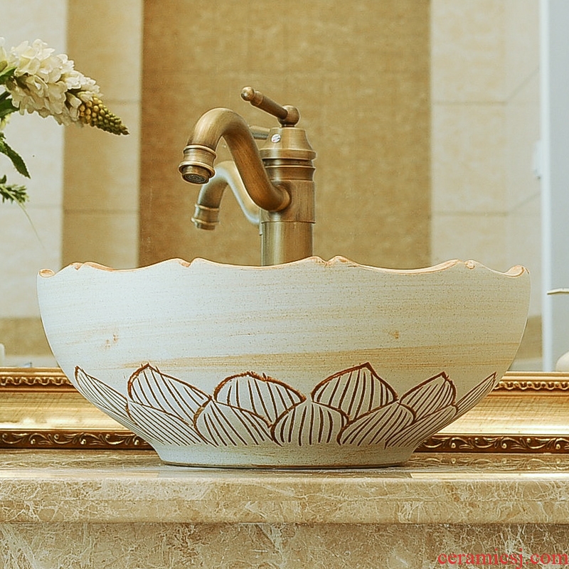 Jingdezhen ceramic stage basin circular lavatory art basin of the basin that wash a toilet lavabo antique sculpture