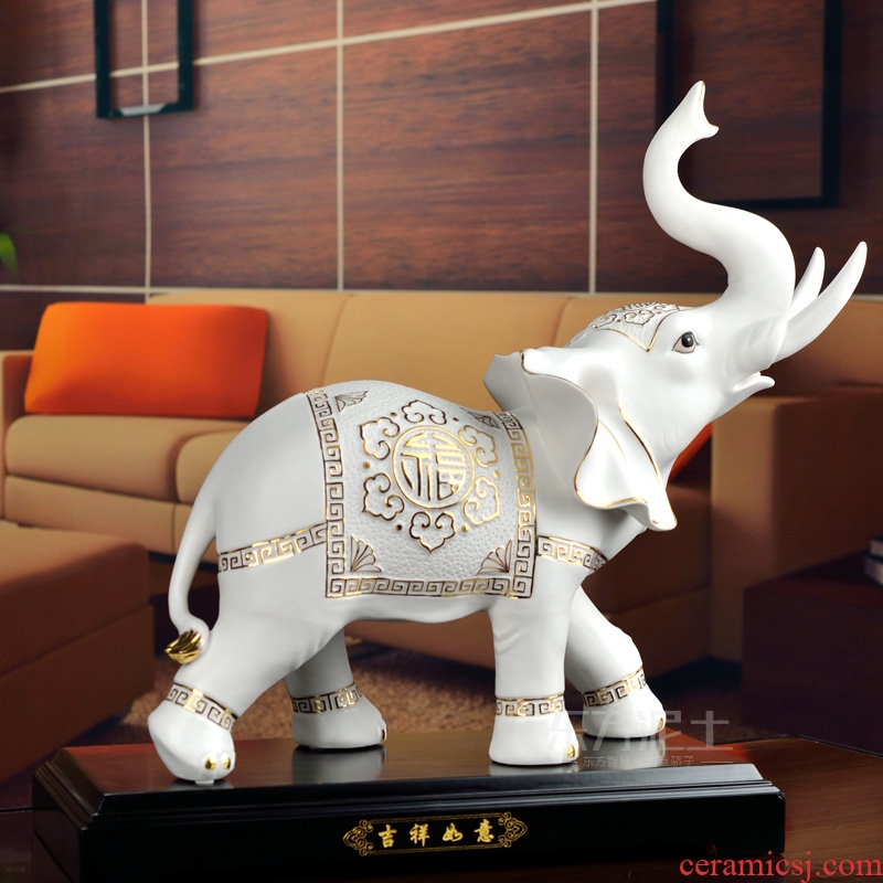 Oriental soil jixiangruyi ceramic elephant furnishing articles of Chinese style classical sitting room porch TV ark, home decoration