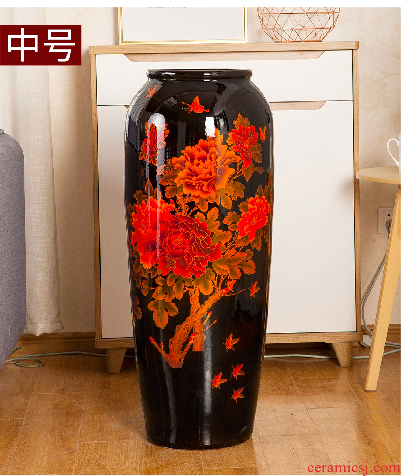 Jingdezhen ceramic light big vase key-2 luxury ground flower arranging place decoration to the hotel villa living room dry flower POTS restoring ancient ways - 571726523829