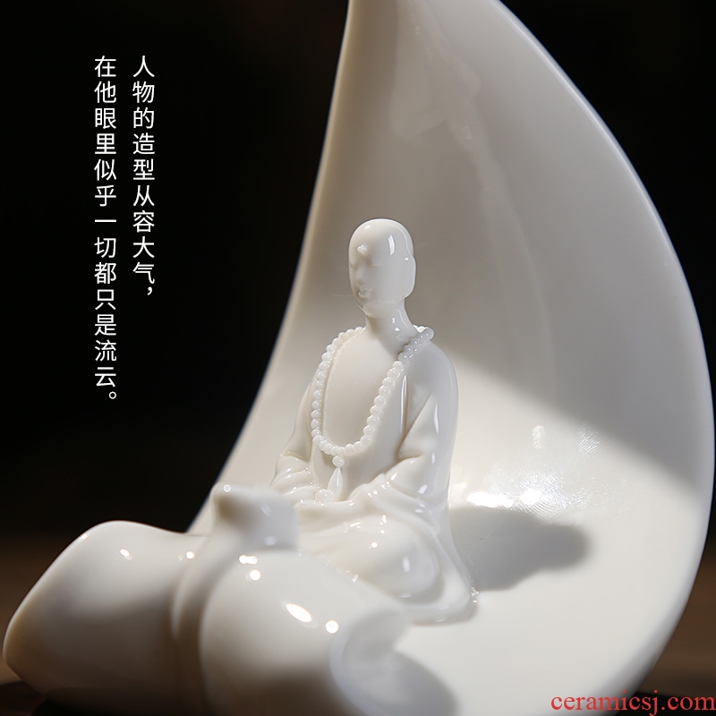 The east mud dehua white porcelain art creative zen ceramic arts and crafts decorative furnishing articles/a bodhi leaf