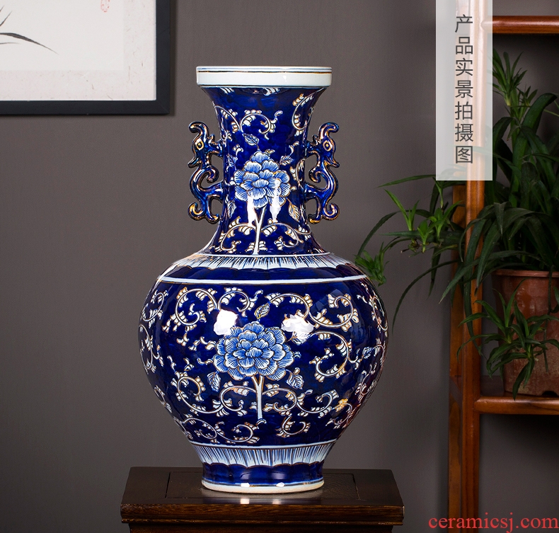 Jingdezhen ceramics hand - made paint large celadon vase furnishing articles sitting room be born heavy large 1 m high - 570054348012