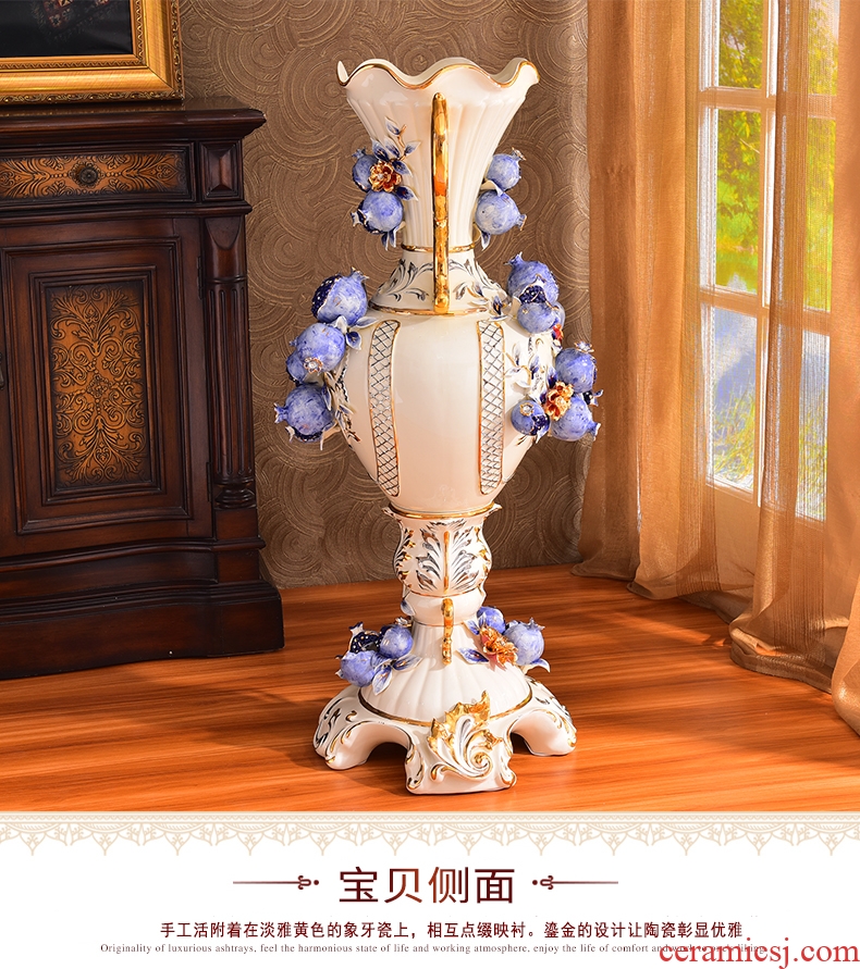 European vase landing place flower arranging ceramic large sitting room put flowers dried flower vase oversized home decoration - 555383668605