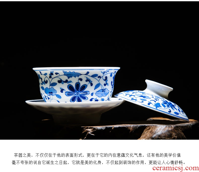 Folk artists of jingdezhen ceramic hand-painted only three tureen kung fu tea set finger bowl and tea cups