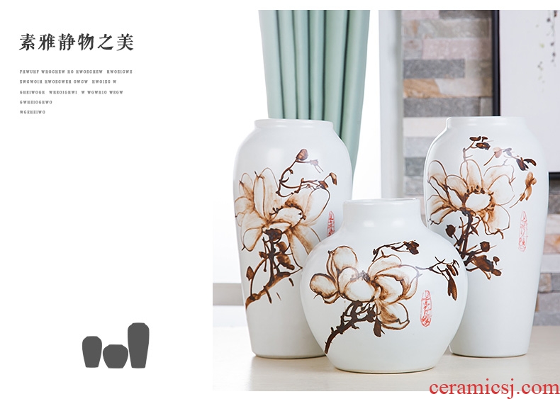 Jingdezhen ceramic hand - made vases, three - piece suit of new Chinese style living room furnishing articles wine handicraft decorative household items