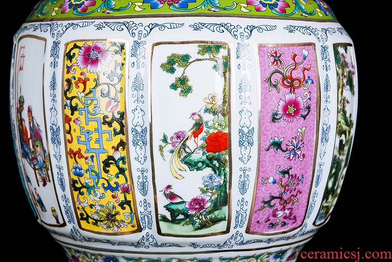 Jingdezhen ceramics colored enamel landing large gourd vases, feng shui living room home furnishing articles - 557292026908