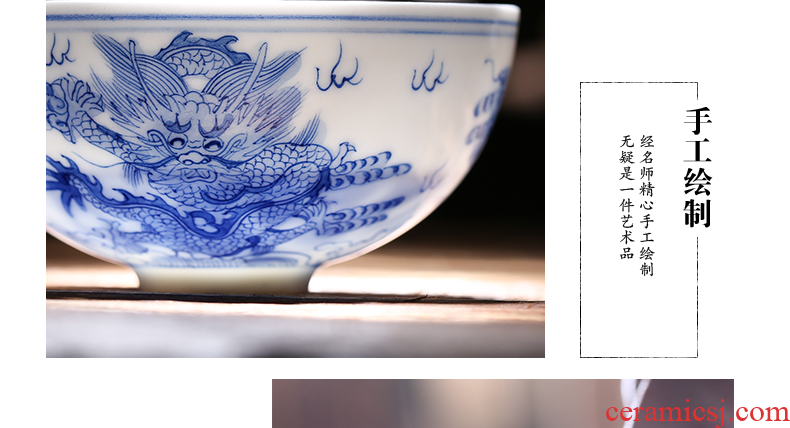 Jingdezhen kung fu tea cup single cup hand-painted porcelain ceramic sample tea cup master cup large dragon personal pu-erh tea cup