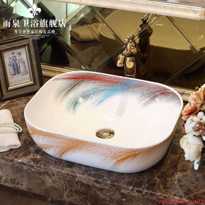 Increase the jingdezhen square basin stage basin to art ceramic face basin sink bathroom basin of Chinese style