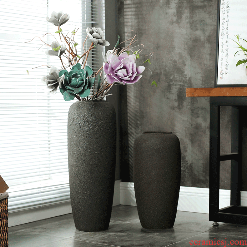 I and contracted creative ceramic extra - large ceramic sitting room hotel villa art vase landing simulation dried flowers - 573325786624