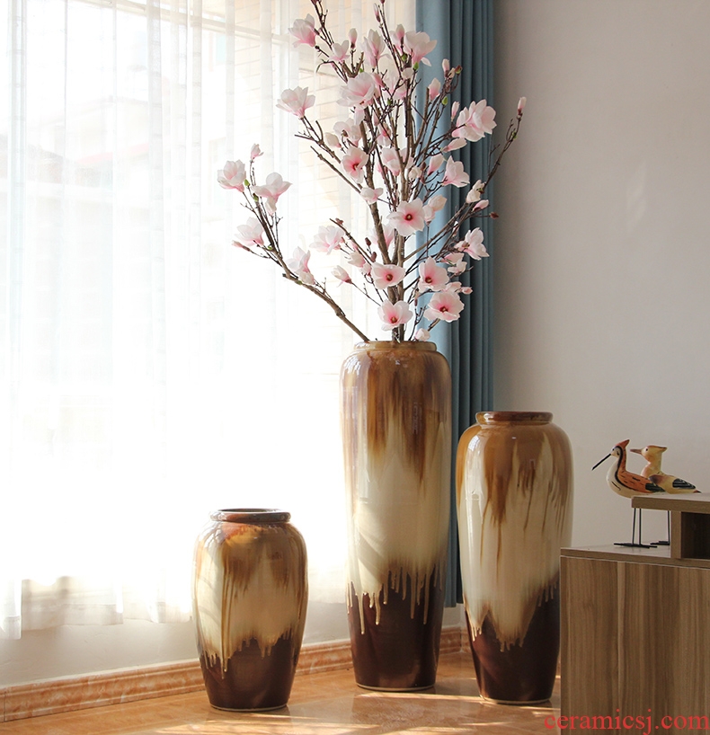 Jingdezhen ceramics green glaze landscape painting and calligraphy tube quiver scroll sitting room place, the study of large cylinder vase - 543008523849
