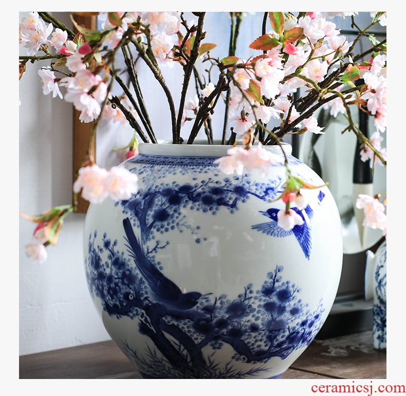 New Chinese style restoring ancient ways of jingdezhen ceramic POTS do old ceramic flower implement sitting room put dried flowers of large coarse pottery vase furnishing articles - 554217289285