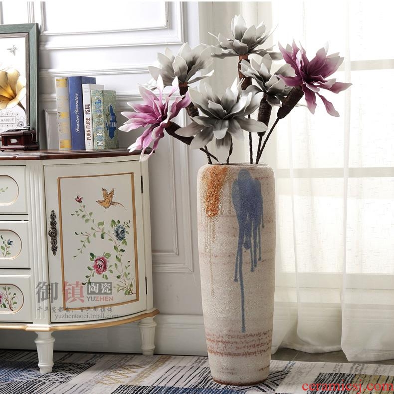 Be born big ceramic vase Chinese style restoring ancient ways furnishing articles sitting room hotel lobby up household soft adornment flower arranging device - 555580870721