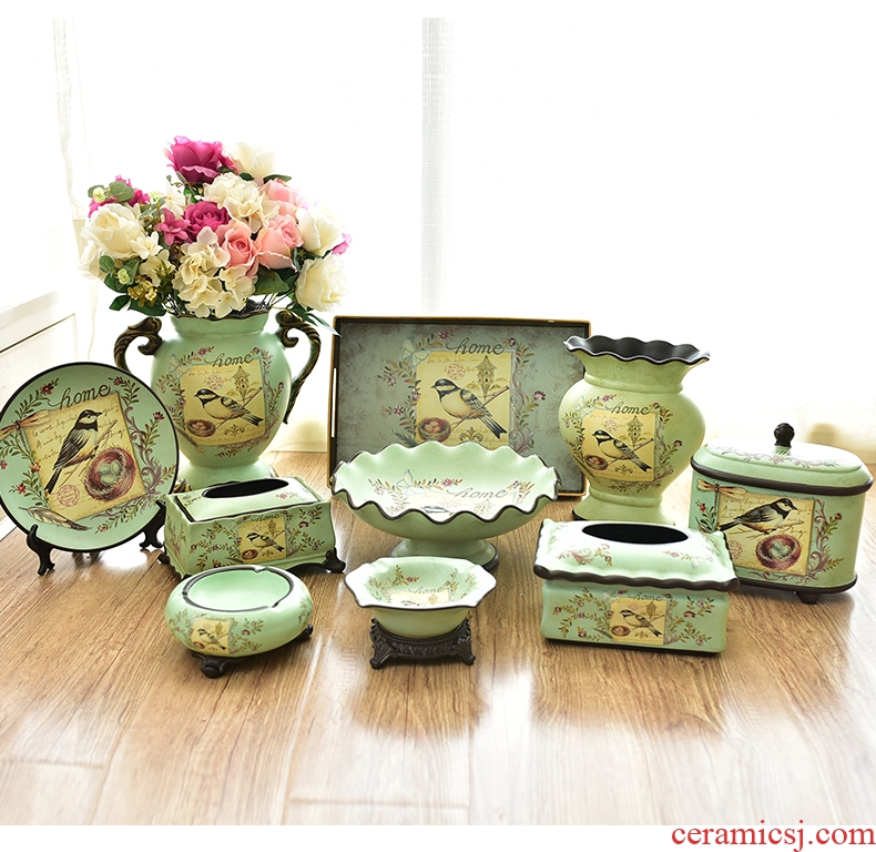 Jingdezhen ceramics sitting room big vase hand carved harbinger figure sitting room landing large household furnishing articles - 555419390323