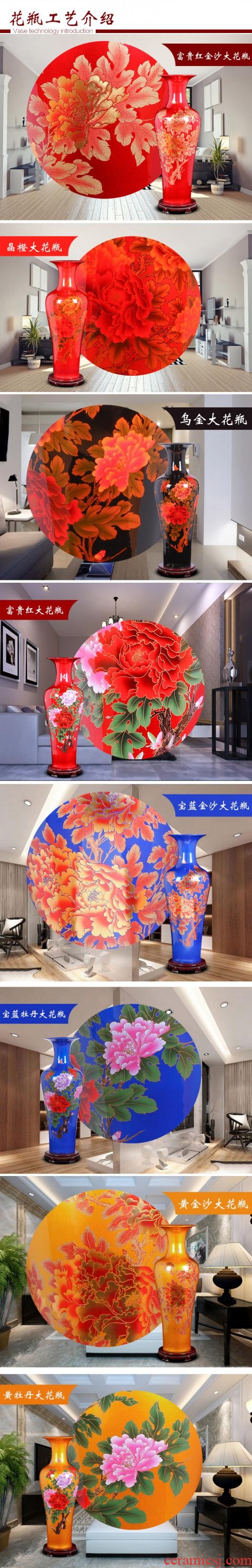 Large ceramic vase light luxury ground hotel villa living room the dried flower arranging furnishing articles retro nostalgia pottery decoration - 545938160352