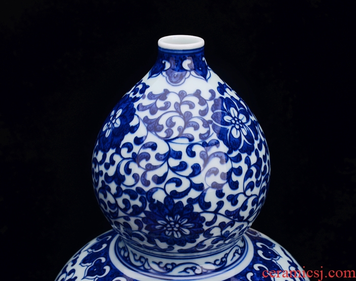 Jingdezhen blue and white gourd archaize ceramics porcelain vase living room TV ark place to live in arts and crafts