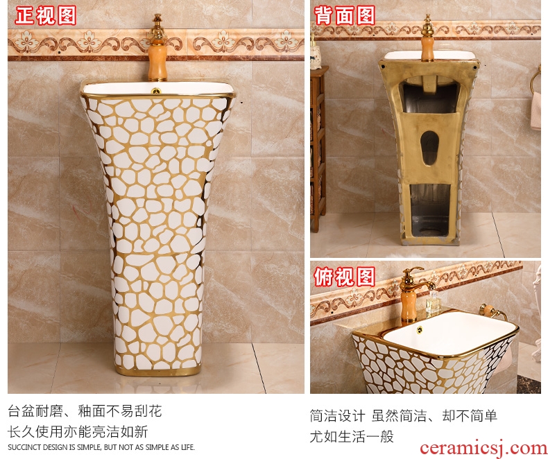 Ceramic basin of pillar type lavatory floor pillar lavabo basin integrated luxury toilet basin of vertical column