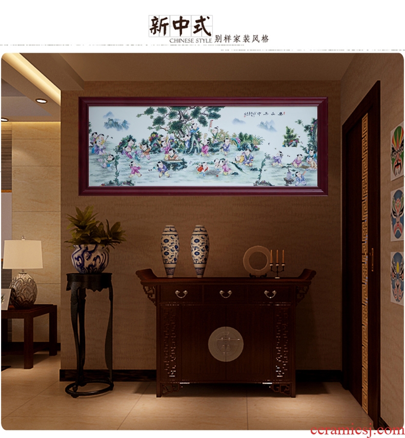 Jingdezhen ceramic central scroll landscape porcelain plate painting the mural wall act the role ofing sitting room wall hanging glaze color rich on fertility