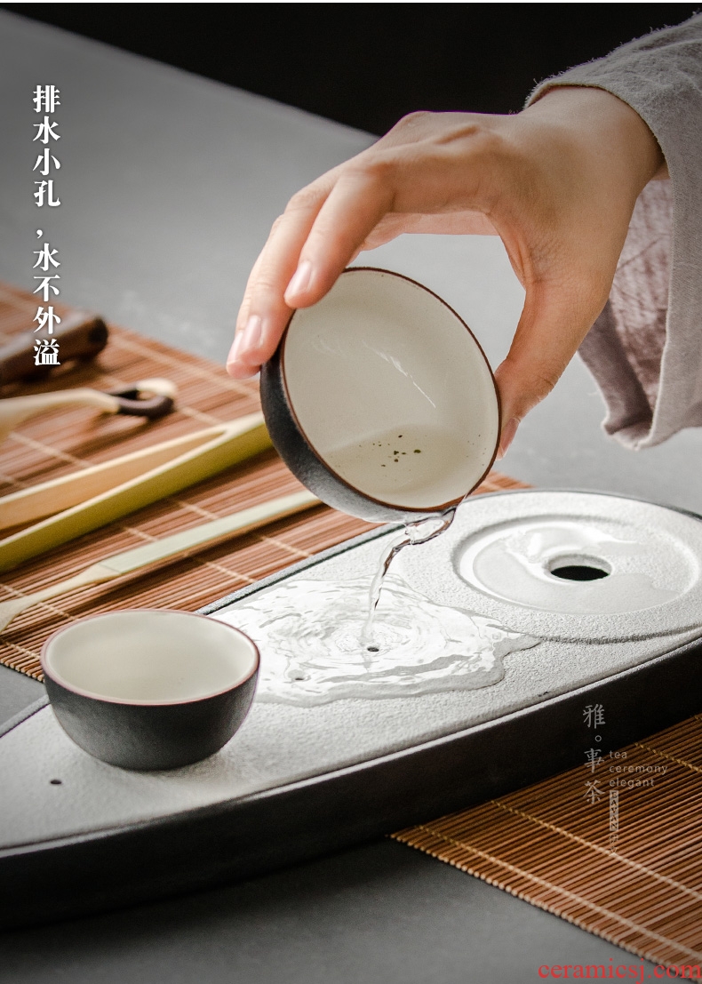 A seam coarse pottery tea tray ceramic water dry small plate of creative tea tray tea tea tea pot adopt socket