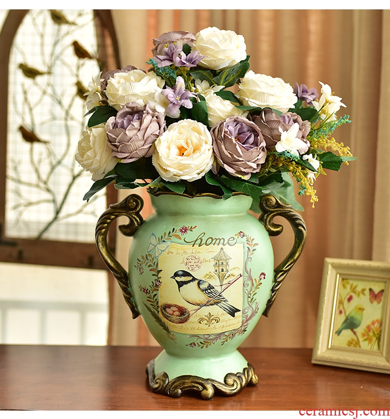 Only beautiful American country Lin silk painting of flowers and ceramic insert big vase furnishing articles Howard home sitting room home decoration - 555419390323