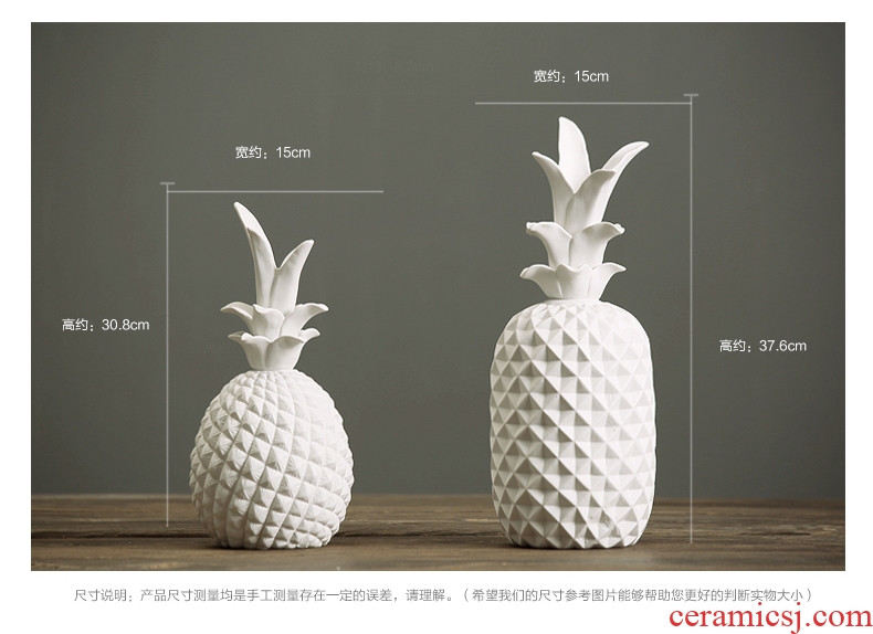 【 for 】 pineapple furnishing articles matte white ceramic soft adornment ornament adornment of contemporary and contracted sitting room wine