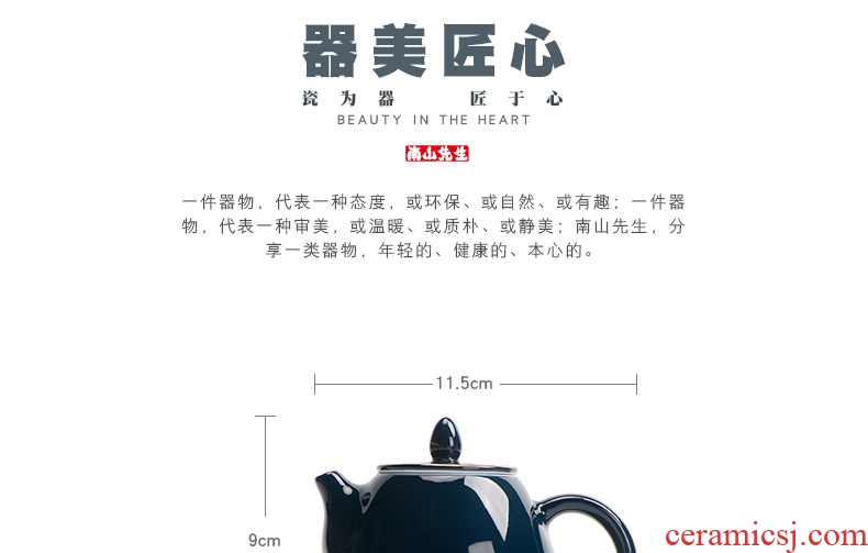 Mr | ji nan shan blue Japanese household teapot creative ceramic teapot kung fu tea set manually filtered single pot