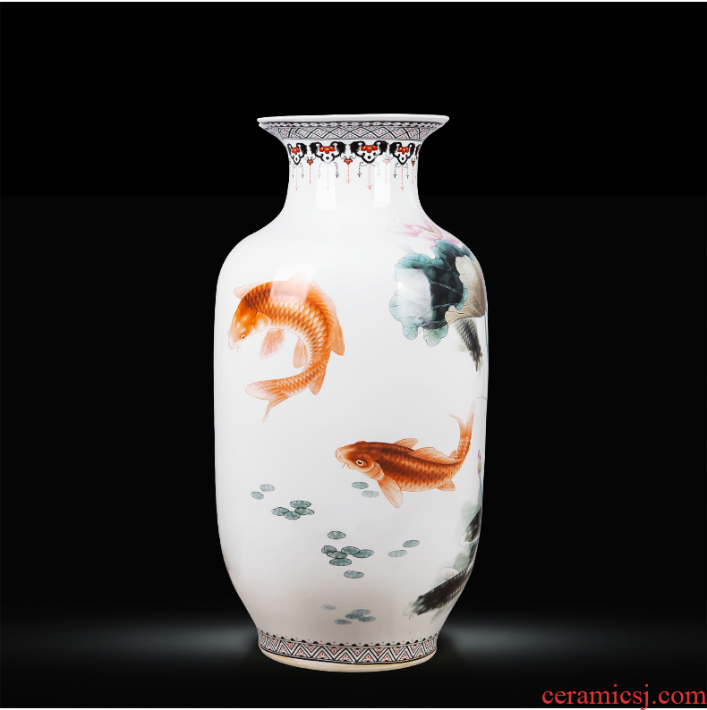 Imitation of classical jingdezhen ceramics celadon art big vase retro ears dry flower vase creative furnishing articles - 570769975785