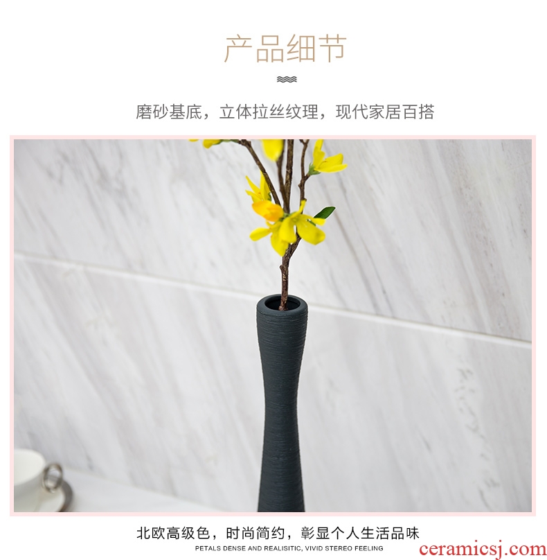 Manual ground ceramic vase black Chinese style living room hotel big TangHua furnishing articles household soft adornment restoring ancient ways - 558781186104
