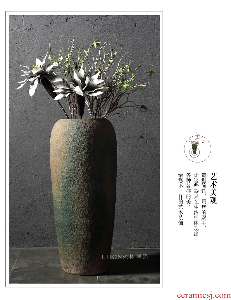 New Chinese style restoring ancient ways of jingdezhen ceramic POTS do old ceramic flower implement sitting room put dried flowers of large coarse pottery vase furnishing articles - 556562144040