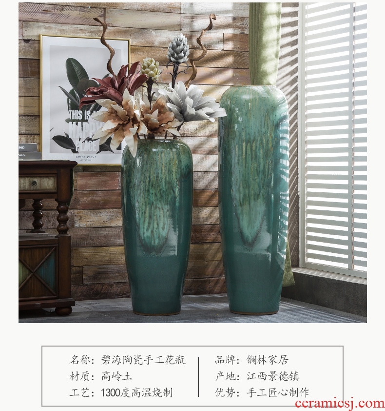 Ground vase large rural Chinese style restoring ancient ways is inserted dried flowers coarse pottery sitting room hotel villa clay ceramic furnishing articles - 570898271755