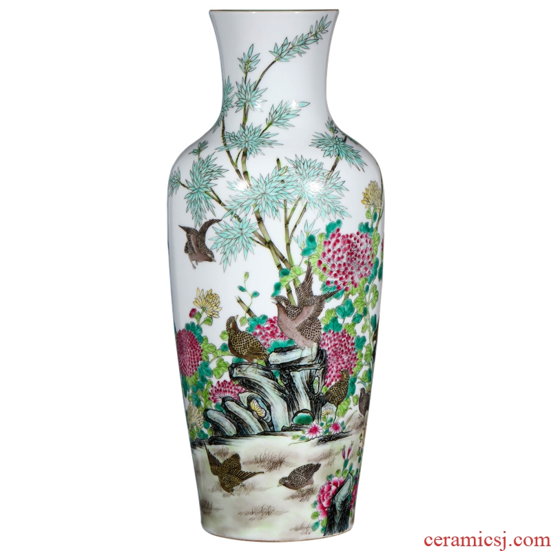 Jingdezhen ceramics antique hand-painted famille rose to live and work in peace and contentment goddess of mercy bottle sitting room porch handicraft furnishing articles