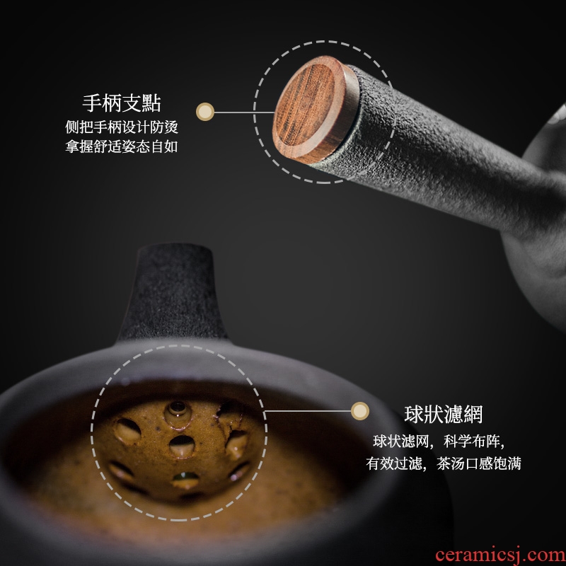And hall wood grain lateral coarse pottery pot of ceramic filter teapot tea pot of kung fu tea set small teapot