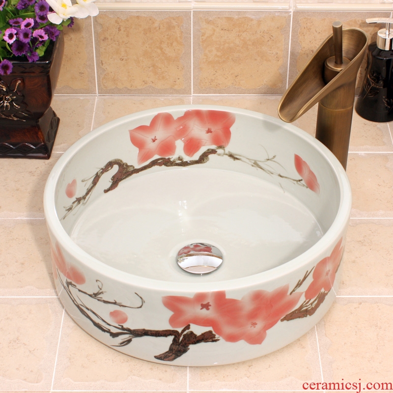 Substandard goods of jingdezhen ceramic art basin straight red kapok sanitary ware bowl lavatory basin on stage