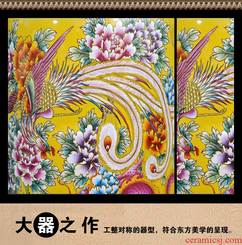 Jingdezhen ceramics imitation the qing qianlong yellow scramble for household adornment see live big flower vase sitting room place - 537513453211