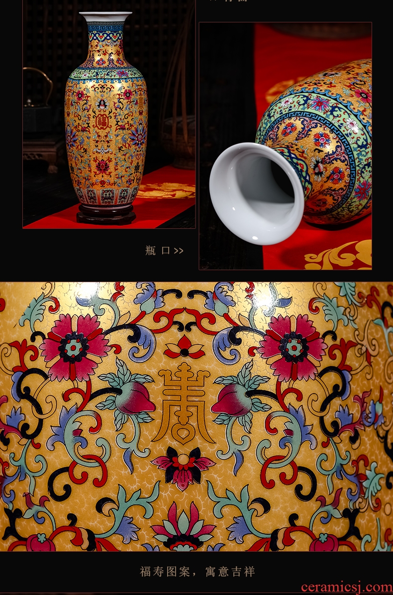 Antique hand - made porcelain of jingdezhen ceramics youligong double elephant peach pomegranate flower vase decoration - 531480230351