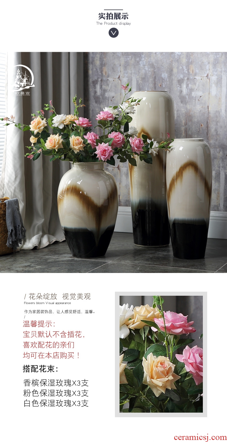 Ceramic restoring ancient ways do old vase ice crack green flower bed pot - bellied bottles of modern Chinese style soft outfit sitting room accessories - 569562031184