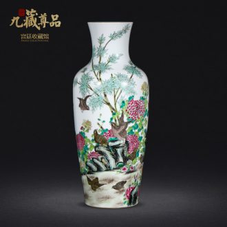 Jingdezhen ceramics antique hand-painted famille rose to live and work in peace and contentment goddess of mercy bottle sitting room porch handicraft furnishing articles