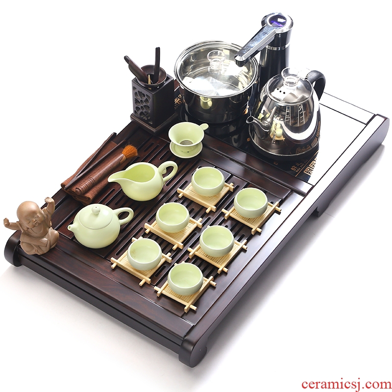 Friend is ebony wood tea tray kung fu brother your kiln kiln ceramic ice crack tea set automatic boiling water tea table