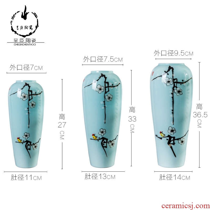 Jingdezhen ceramic vase office restaurant furnishing articles bedroom toilet blue Chinese porcelain home decoration